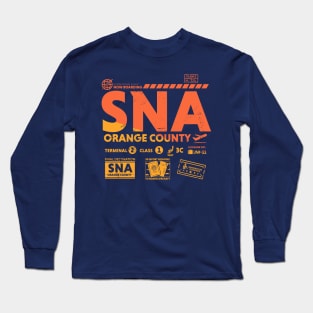 Vintage Orange County SNA Airport Code Travel Day Retro Travel Tag Long Sleeve T-Shirt